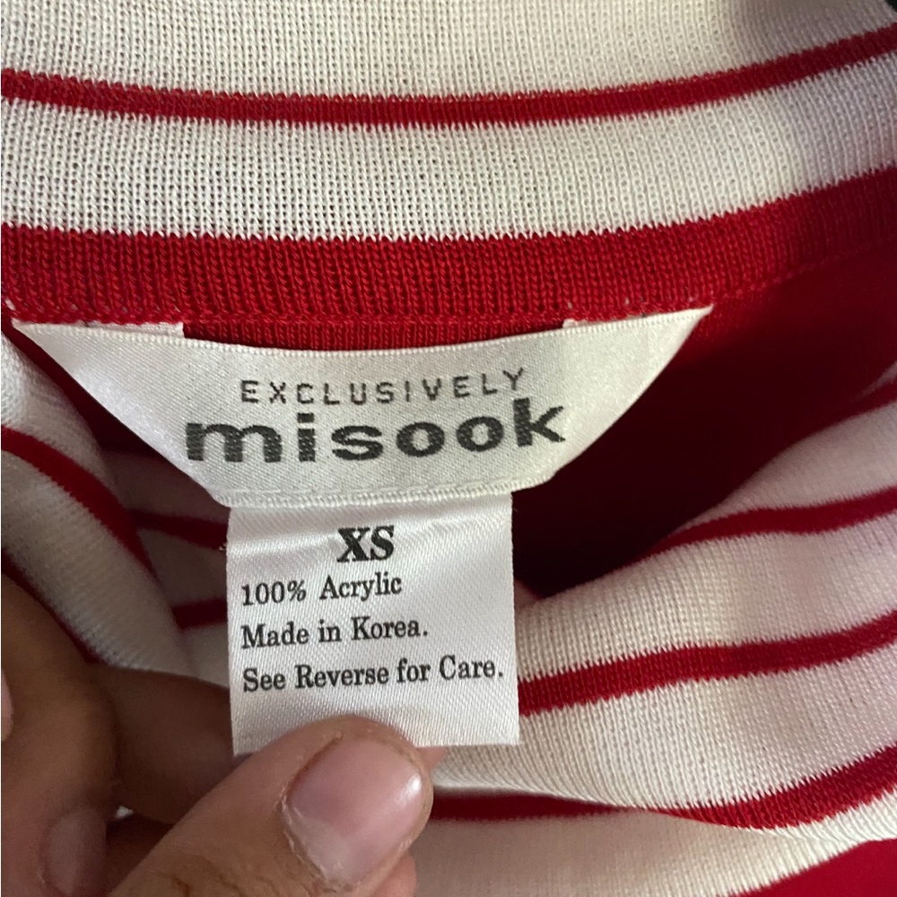 Misook Red & White Striped Knit Top Size XS - Picture 5 of 5